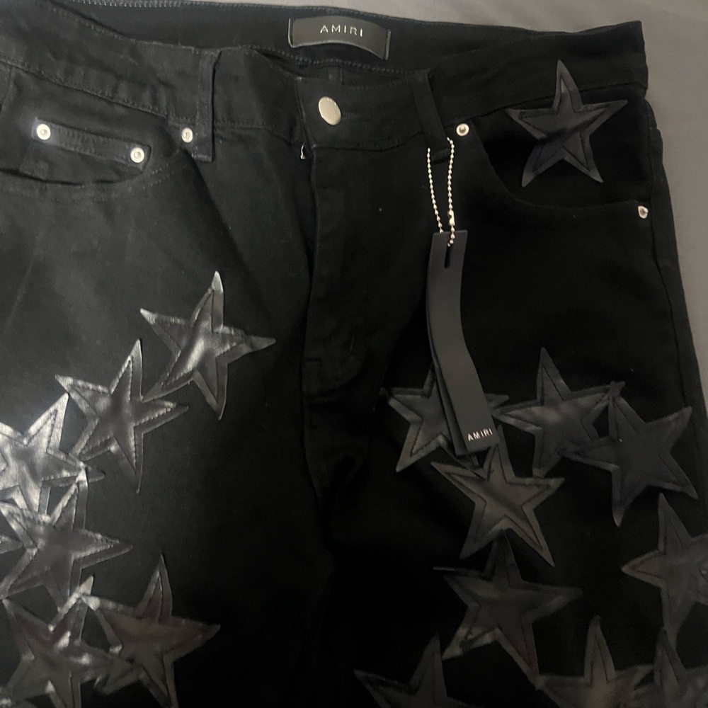 AMIRI Black Leather Star Jeans